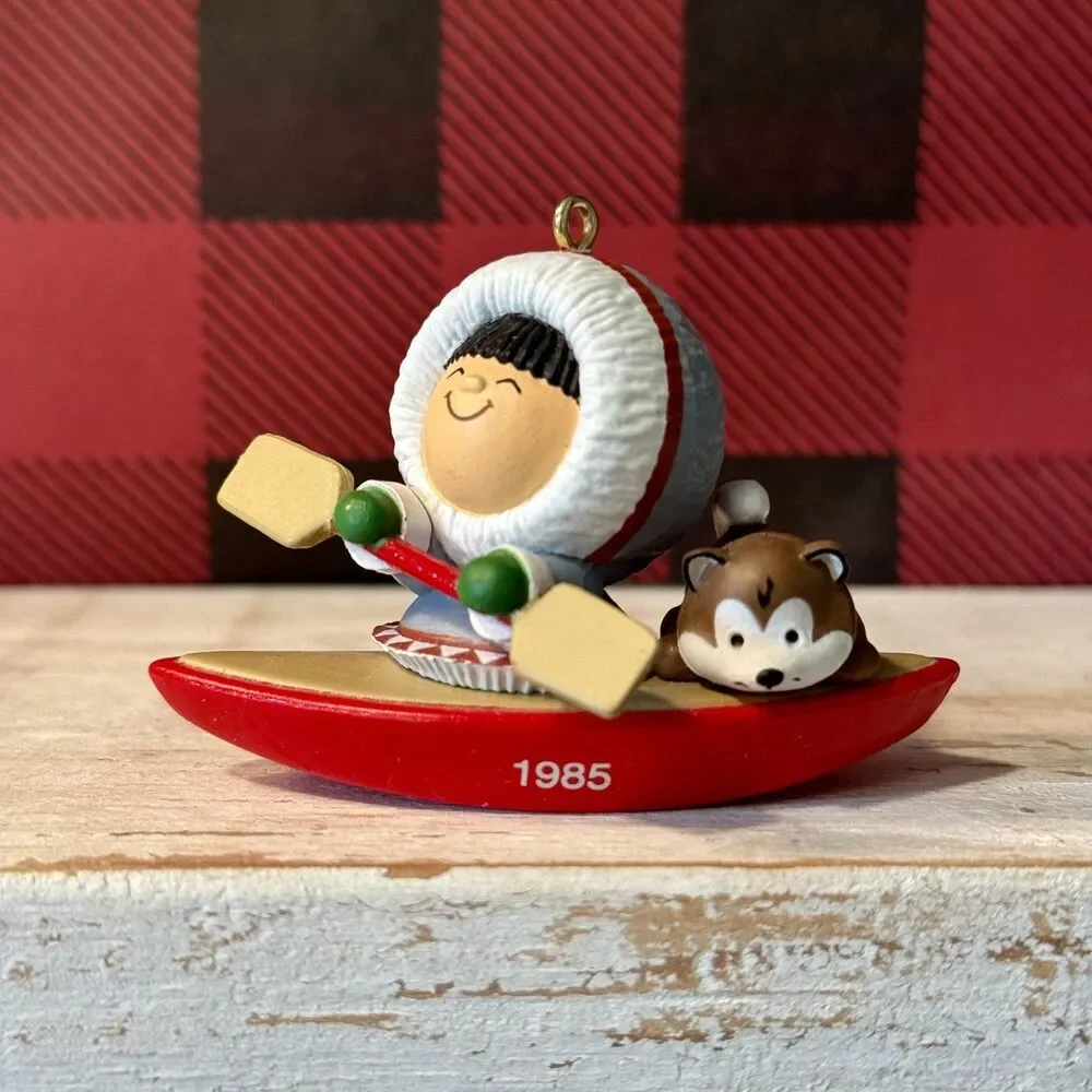 1985 Hallmark Frosty Friends #6 Christmas Keepsake Ornament | Eskimo on Kayak